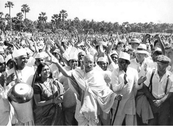 Gandhi at a peaceful protest