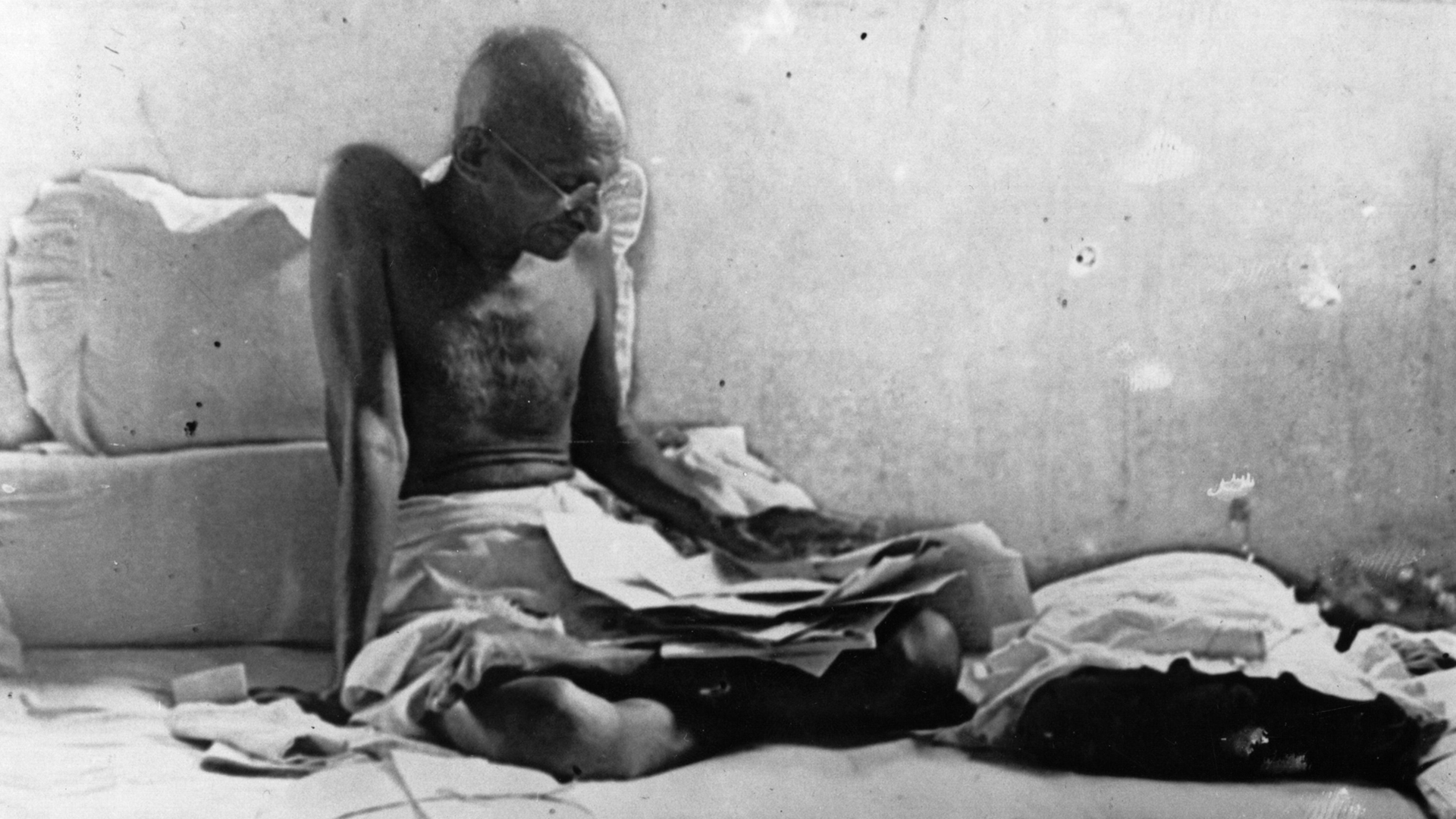 Gandhi carrying out a hunger strike