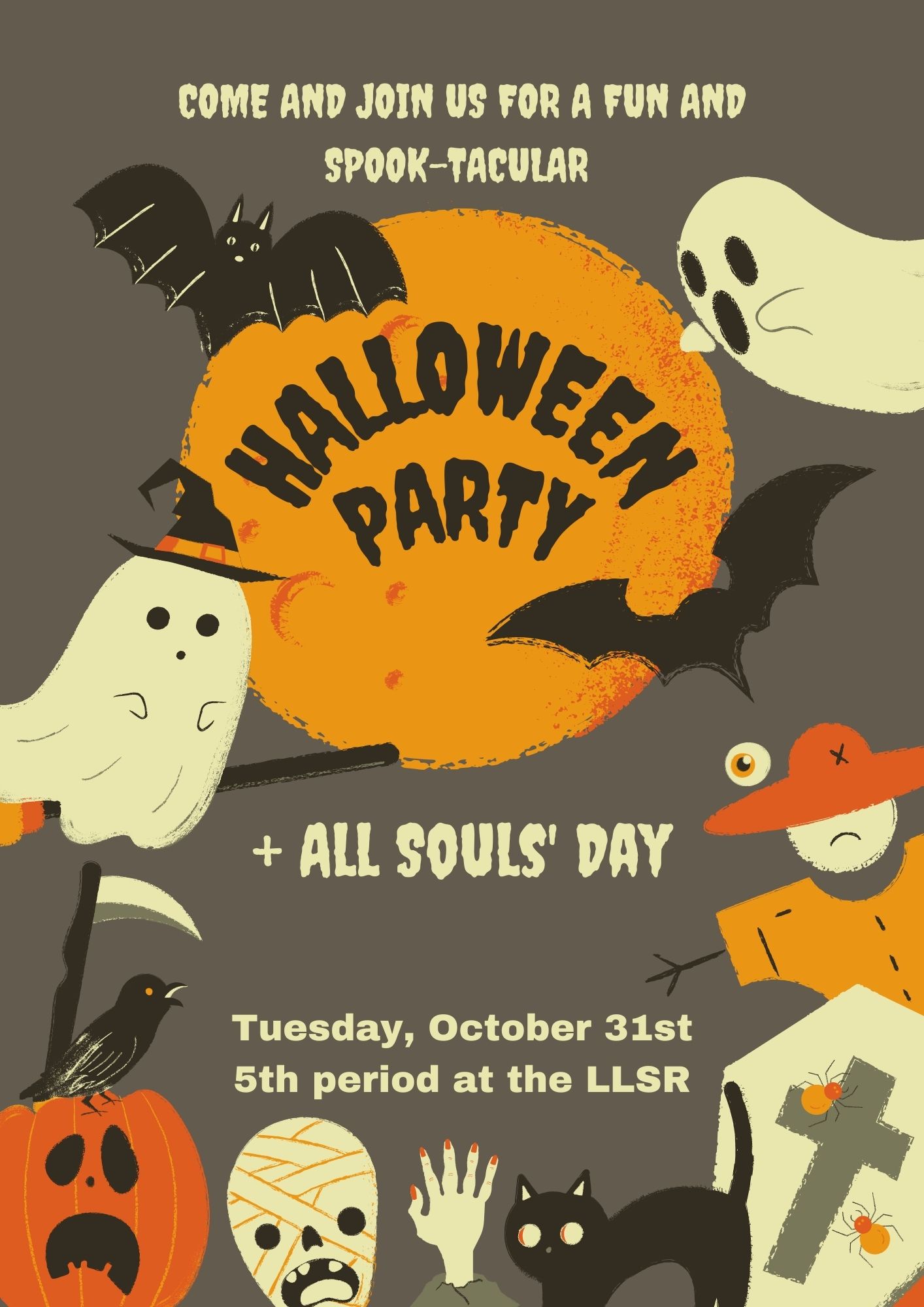 Poster for Halloween event at the LLSR on Tuesday, October 31st, 2023 at 4:30 PM.