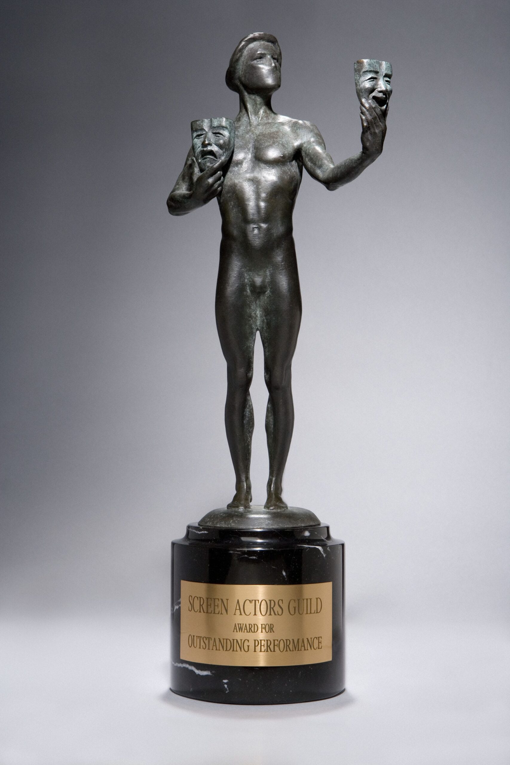 SAG award statue: gray with plaque
